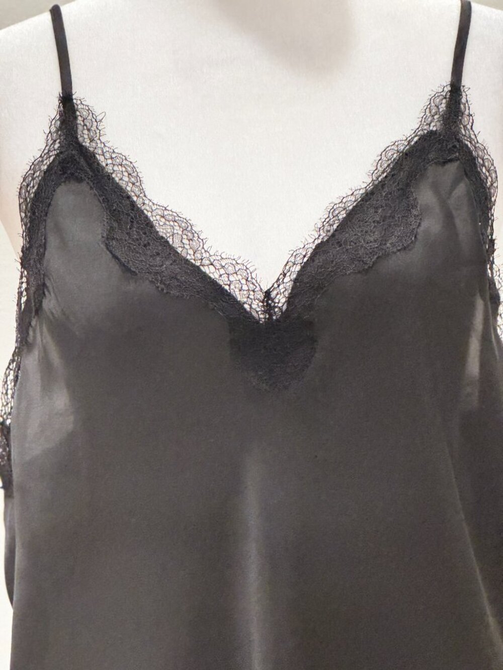 Victoria's Secret Black Satin Lace Trim Chemise Slip Dress Large EUC - Picture 7 of 10
